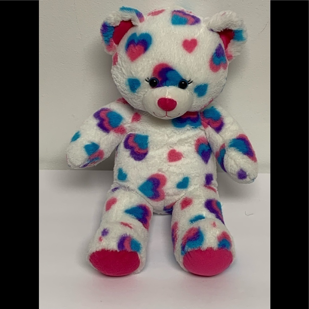 Build a Bear | Hearts and Hugs Bear Blue Purple Pink Scented 16" BAB Plush
